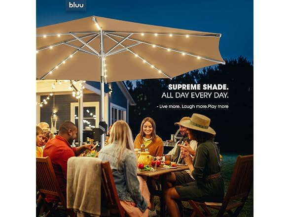 BLUU 9 Ft Patio Umbrella with Solar LED
