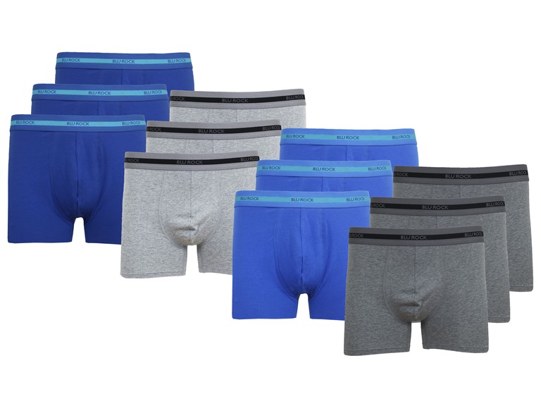 BLU ROCK WC-----J/MBB-565 / NV-HG-MB-CH / S Small Mens Cotton Flex Stretch Boxer Briefs Navy x3 - Heather Grey x3 - Medium Blue x3 - Charcoal x3