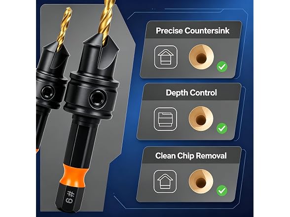 YJRNTY AAP-Tool-381 11pc Countersink Drill Bit Set