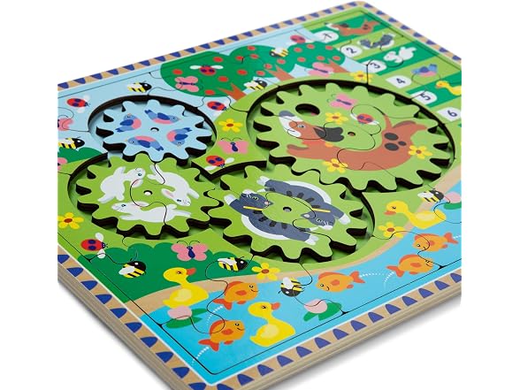 Melissa & Doug Animal Chase Spinning Gear Puzzle