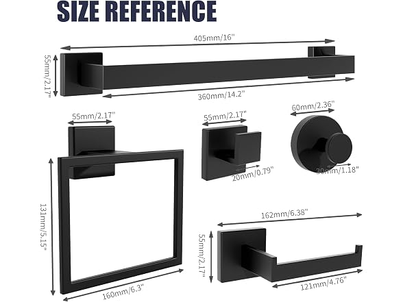 7 Pc Matte Black Bathroom Hardware Set