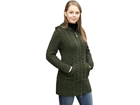 Aran Crafts Women (XS) Irish Cable Knitted Coat
