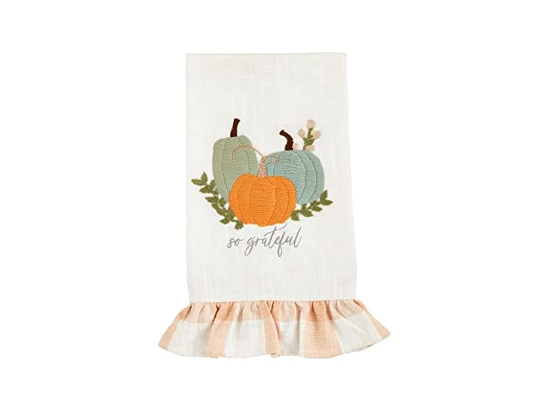 Mud Pie Pumpkin Hand Towel, Three, 14" x 21"