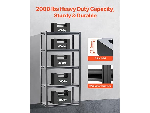 Storage Shelves, 2000 lbs, 18" D x 36" W x 72" H