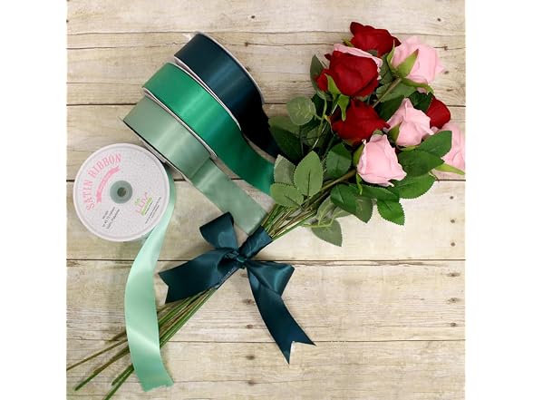 Creative Ideas Satin Single Face 1.5" Inch Ribbon, Emerald