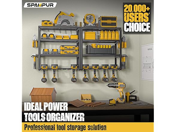 Garage Power Tool Organizer with Shelves