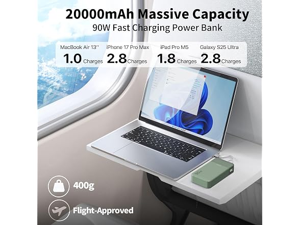 JUOVI Laptop Power Bank 90W 20000mAh