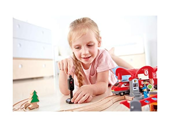 Hape Wooden Busy City Train Rail Set