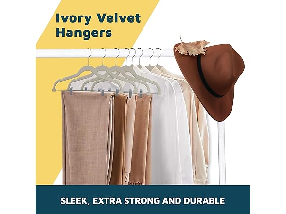 Lifemaster Velvet Skirt Hangers – Pack of 20, Ivory