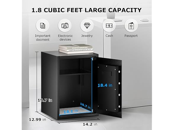 Bonsaii SF006 1.8 Cubic FeetHome Safe Box, Black (Open Box)