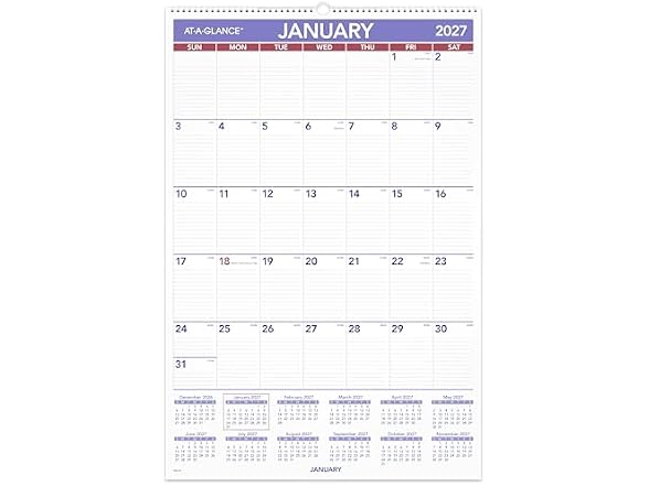 AT-A-GLANCE 2027 Wall Calendar, Monthly