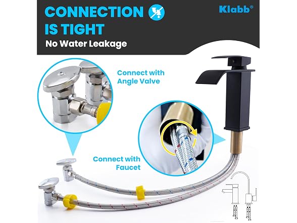 Klabb 32-Inch Stainless Steel Braided Faucet Supply Line