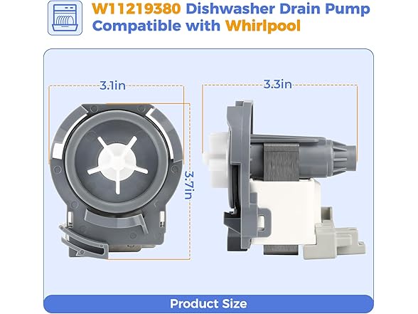 GREALTH W11219380 Dishwasher Drain Pump