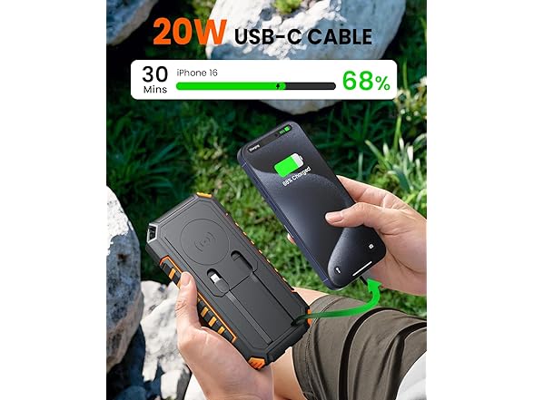 Riapow 27,000mAh Solar Charging Wireless Powerbank