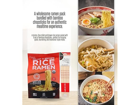 6 Item Set- Lotus Foods Rice Ramen & Chop Sticks - Gallery 2