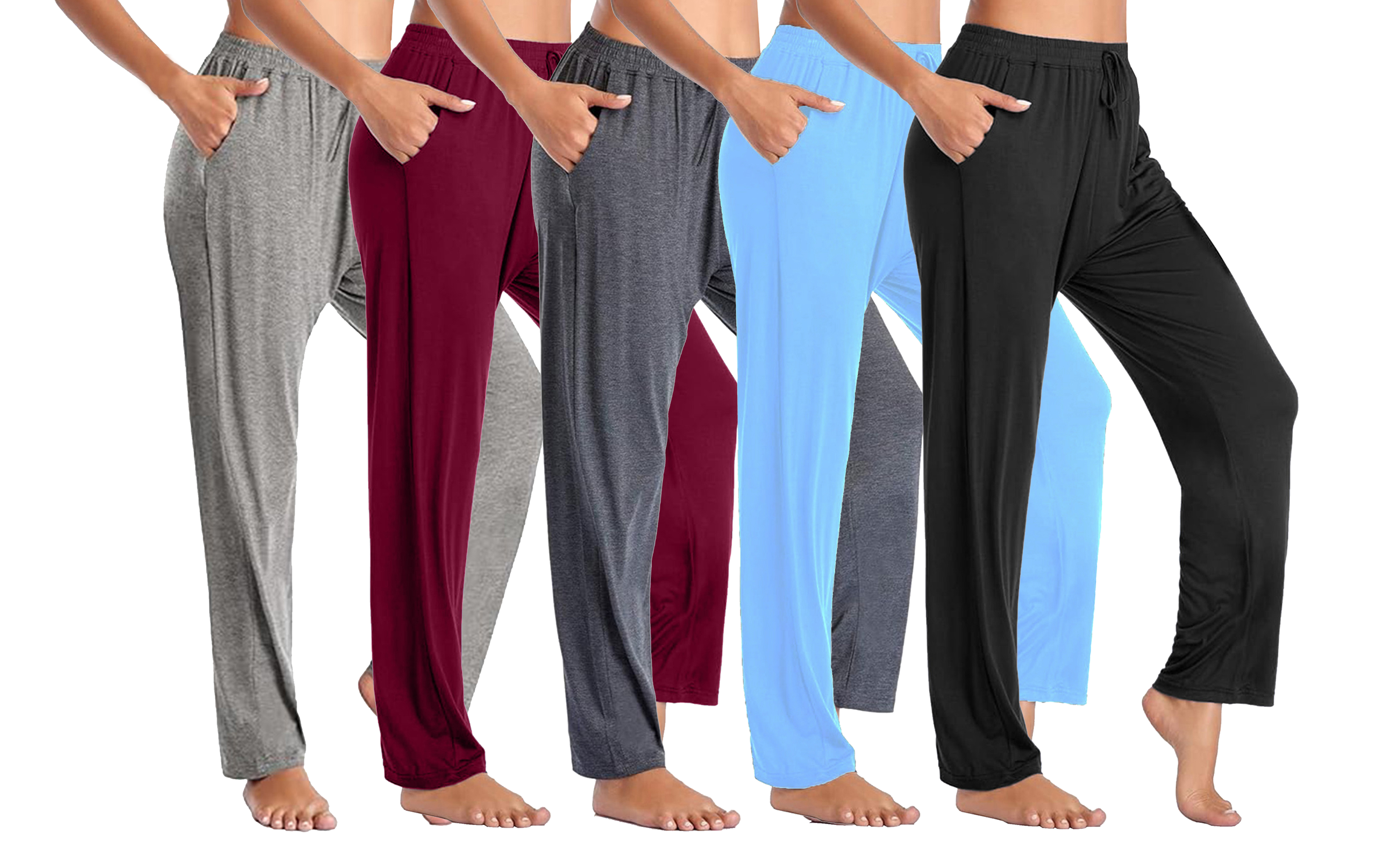 5Pk Womens Loose Fit Lounge Pants - Gallery 14