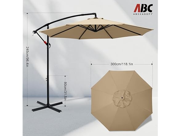 ABCCANOPY Cantilever Patio Umbrellas 10FT Khaki