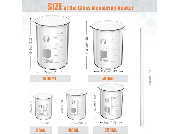 10 Pieces Glass Measuring Cylinder
