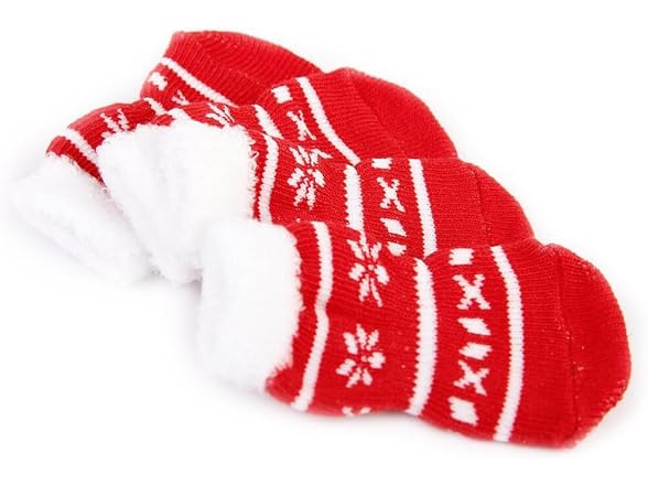 TEHAUX Christmas Dog Socks Non-Slip Warm Cot