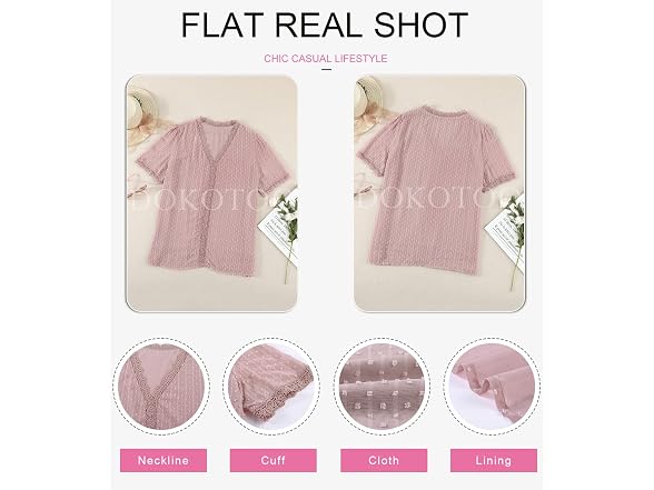 Dokotoo Women (M) Tops Cute Lace Crochet V T Tops