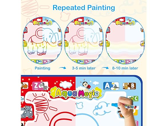 Jasonwell Aqua Water Doodle Mat 31"x31" Alphabet