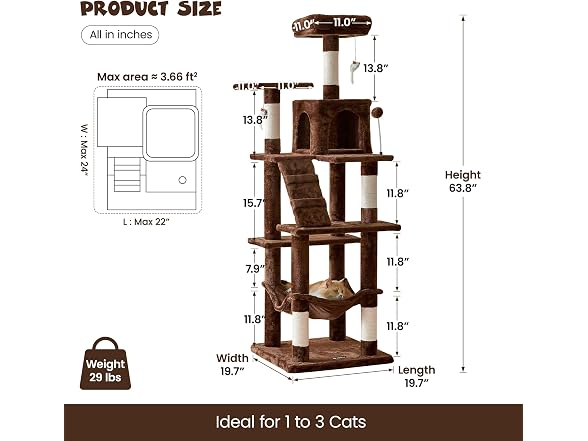 MWPO 63.8 In Multi-Level Cat Tree for Large