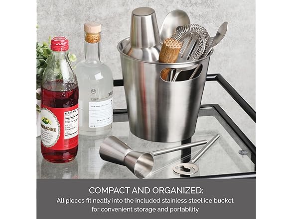Gourmet Basics Bar Essentials 8-Piece Bar-in-Bucket Tool Set 