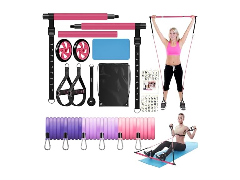 Olodeer BC1753125040001 Pilates Bar Kit with Resistanc