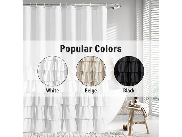 Seasonwood White Ruffle Shower Curtain