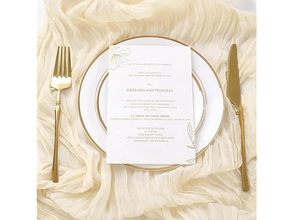 SoarDream 10Ft Beige Cheesecloth Table Runner