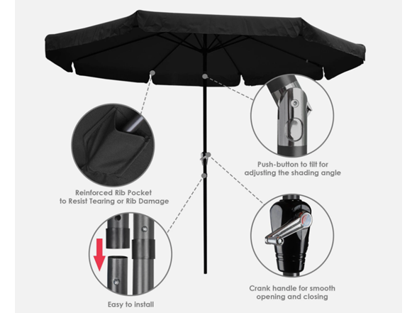Yescom 10‘ 8 Rib Patio Umbrella Market Crank Tilt