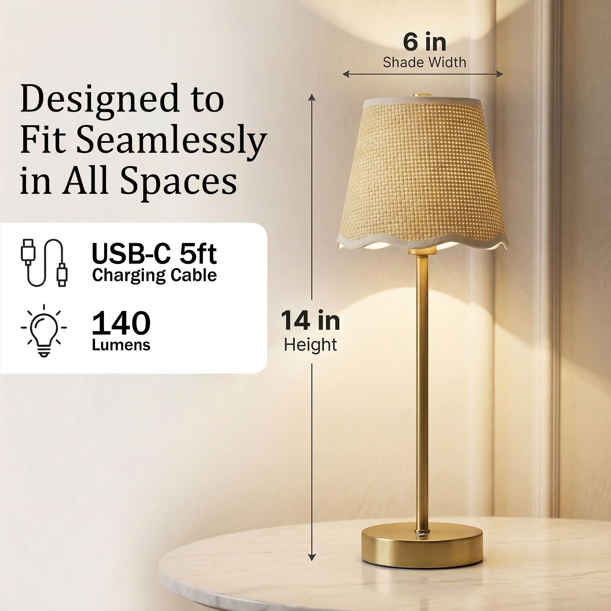 Raffia Scalloped Shade Lamp - Gallery 18