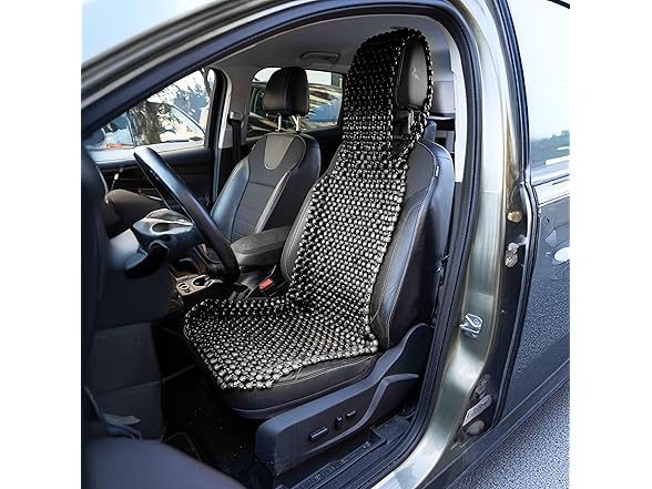 Zone Tech SE0096 Beaded Seat Cover for Cars Black Blac