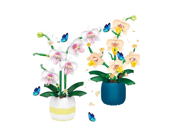 2 Pack Orchid Flower Building Blocks