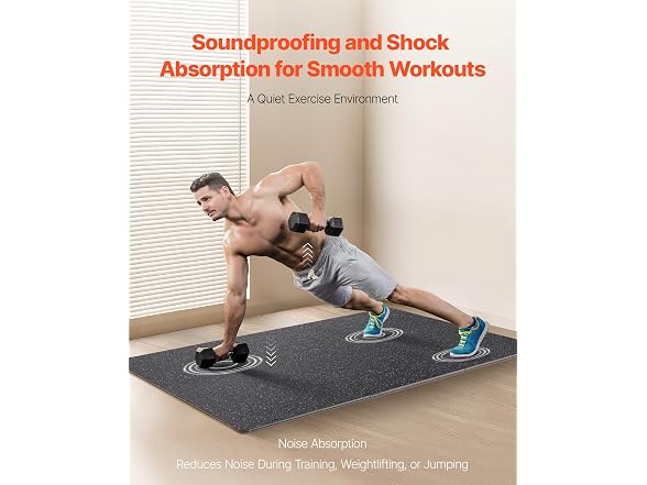 0.56 Inch Thick Gym Floor Mats, 6 Tiles Rubber