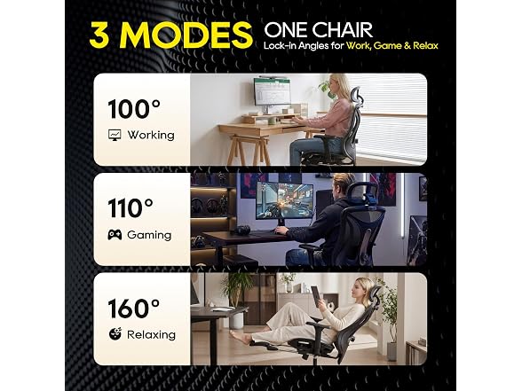 CYKOV Reclining Mesh Chair w/ Footrest