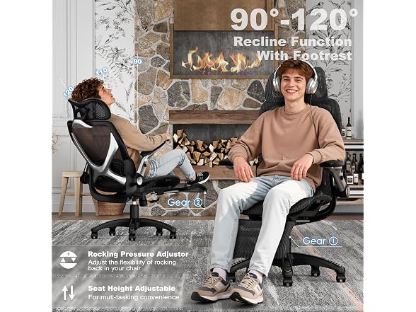 ELABEST X100 Ergonomic Mesh Office Chair with Footrest