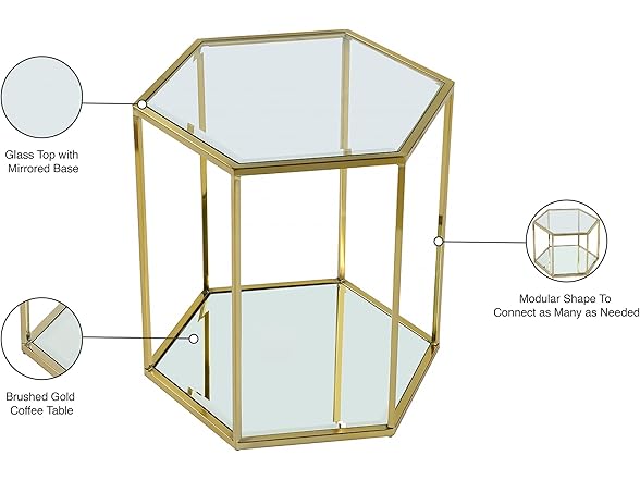 Sei Gold Glass & Steel End/Side Table