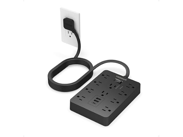 TESSAN 10ft Power Strip (10 Outlets, 3 USB)