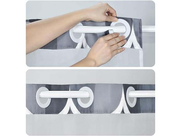 Yiatn Grey Blue No Hook Shower Curt