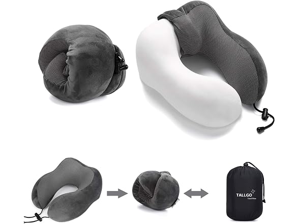 TALLGO Memory Foam Travel Pillow