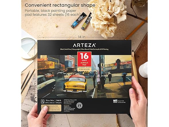 ARTEZA 2-pk Acrylic Paper Pad, 6 x 6 Inches