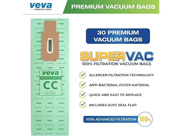 30 Pack Type CC Vacuum Bags for Oreck XL