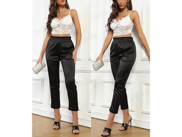 Heipeiwa Women (XS) Paperbag Satin Silky Pants