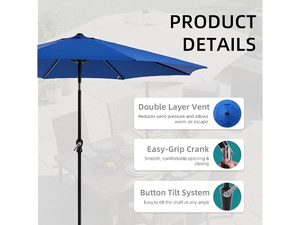 Zoolati 9Ft Patio Umbrella with Tilt and Crank - Gallery 4