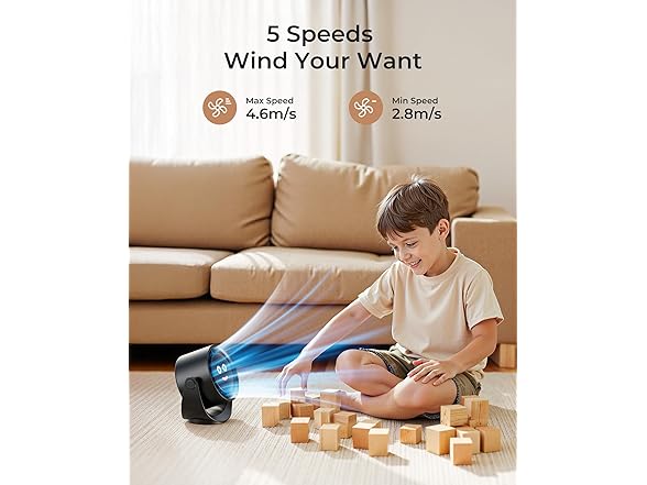 Koonie Koonie Desk Fan, LED Display Mini Table Fan, Rechar