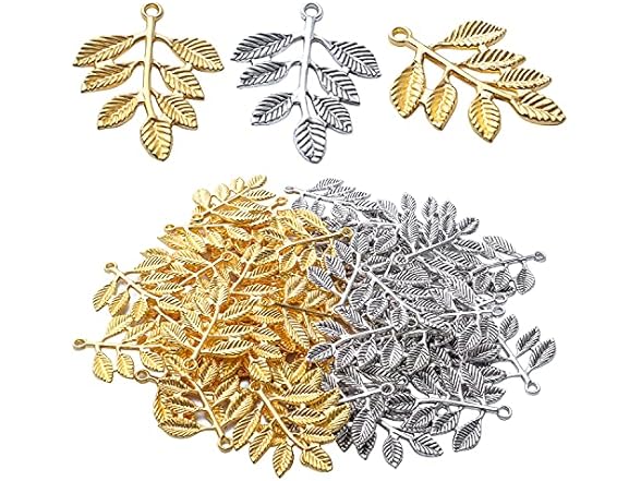 BronaGrand 50pcs Leaf Charm Pendants