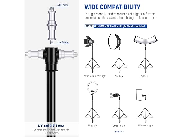 NEEWER 9.8ft Air Cushioned Light Stand (Black)