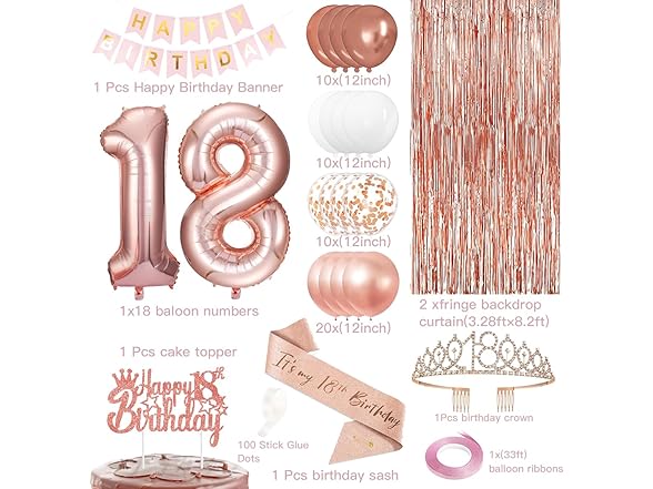 18th Birthday Party Decorations Set