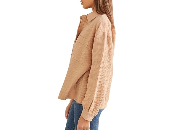 Forever 21 (M) Seersucker Raw-Cut Shirt
